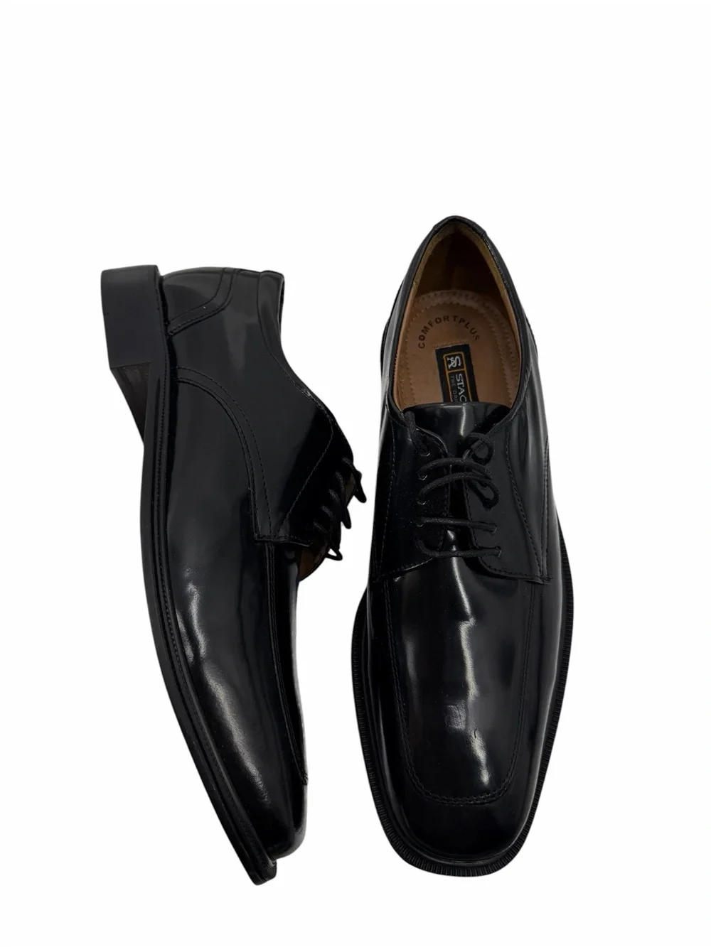Stacy Adams Men's Black Shoe Lace Square Toe Wing Tip Dress Shoes Size 9.5 New